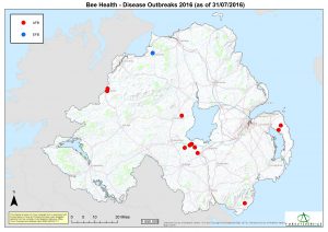 Bee Disease Outbreaks Map – July 2016